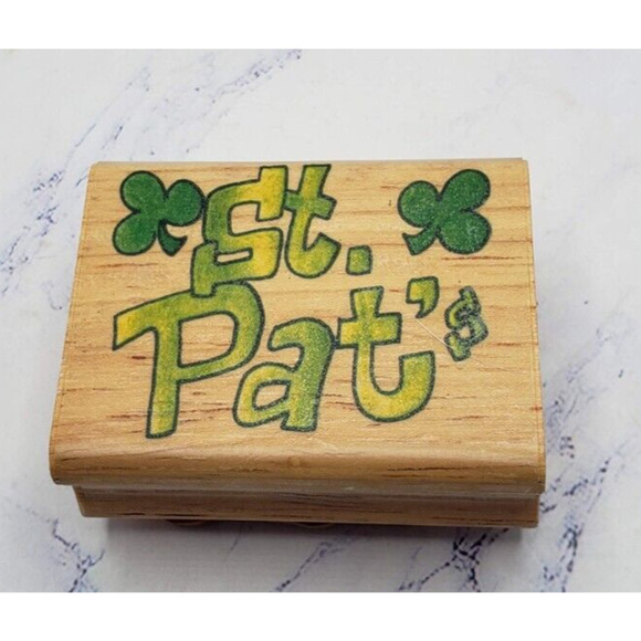 Lucky Clover St. Patrick’s Day Canadian Maple Collections Wooden Rubber Stamp - Picture 1 of 7